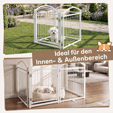 Foldable 4-Panel Dog Gate with Door, 81 cm, White