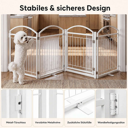 Foldable 4-Panel Dog Gate with Door, 81 cm, White