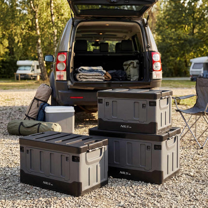 Foldable 70L XL Transport Box, Gray-Black, PP Material