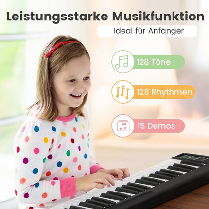 Foldable 88-key digital piano electric keyboard 137 x 16.5 x 5 cm black + white