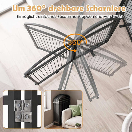 Foldable 8-Panel Metal Dog Gate with Door, 480x81cm, Black
