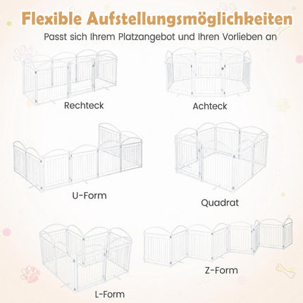 Foldable 8-Panel Metal Dog Gate with Door, 480x81 cm