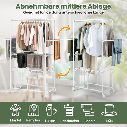 Foldable Aluminum Clothes Drying Rack with Wheels