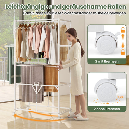 Foldable Aluminum Clothes Drying Rack with Wheels