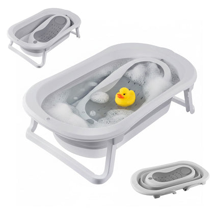 Foldable Baby Bath with Insert, Temp-Sensitive Plug