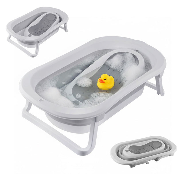 Foldable Baby Bath with Insert, Temp-Sensitive Plug