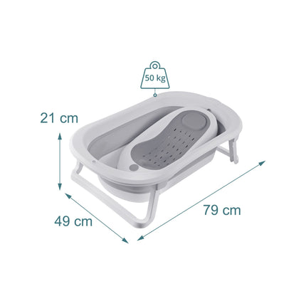 Foldable Baby Bath with Insert, Temp-Sensitive Plug