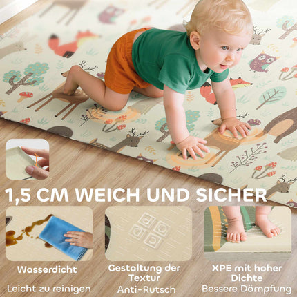 Foldable Baby Play Mat, Double-Sided, 196x176x1.5 cm