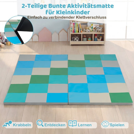 Foldable Baby Play Mat with Foam & Faux Leather, 2-Piece