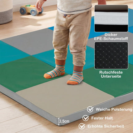 Foldable Baby Play Mat with Foam & Faux Leather, 2-Piece