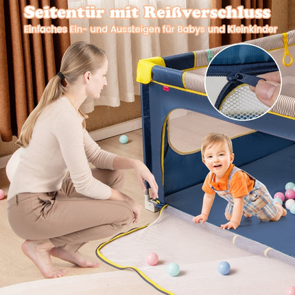 Foldable Baby Playpen with Balls & Zipper Door, 150x150 cm