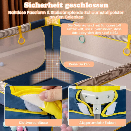 Foldable Baby Playpen with Balls & Zipper Door, 150x150 cm