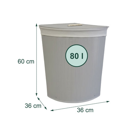 Foldable Bamboo Corner Laundry Bin with Lid