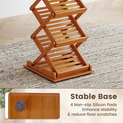 Foldable Bamboo Magazine Rack, Adjustable, Walnut Finish