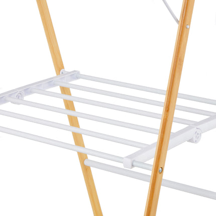 Foldable Bamboo & Metal Laundry Rack with Wings