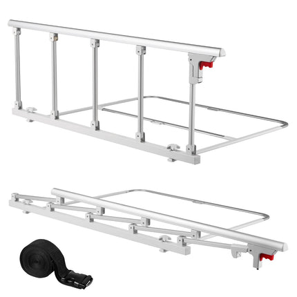 Foldable Bed Rail 122 cm, Adjustable Height, Strap