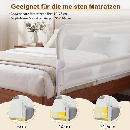 Foldable Bed Rail with Removable Cover, 198 x 60 cm, White