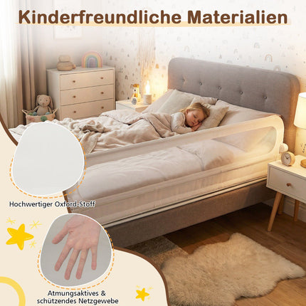 Foldable Bed Rail with Removable Cover, 198 x 60 cm, White