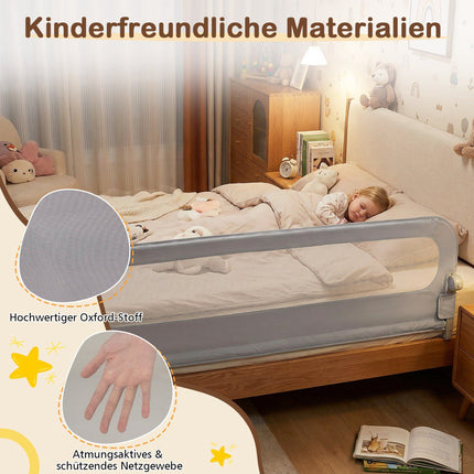Foldable Bed Rail with Removable Oxford Cover, Grey, 198x60 cm