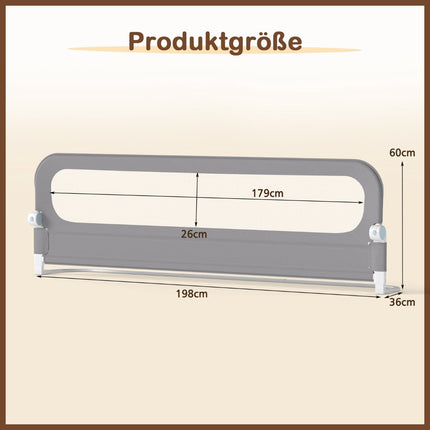 Foldable Bed Rail with Removable Oxford Cover, Grey, 198x60 cm