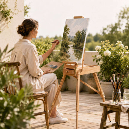 Foldable Beech Wood Easel with Drawer and Palette