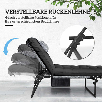 Foldable Camping Bed with Adjustable Backrest and Pillow