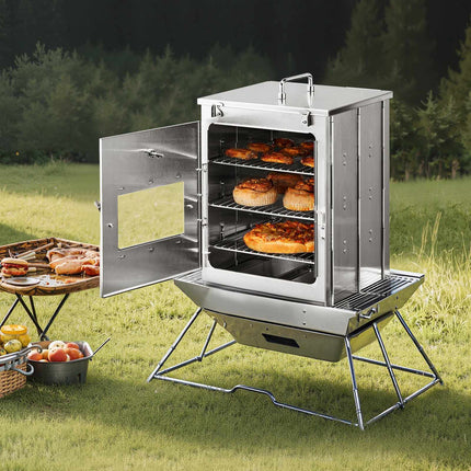 Foldable Camping Oven, 30L, 3-Tier Rack, Thermometer