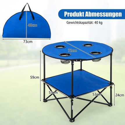 Foldable Camping Table with Drink Holders & Carry Bag 2 Tier Fishing Table Picnic Table