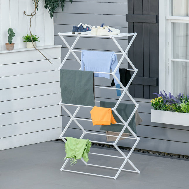 Foldable Tower Clothes Airer, 8 levels, white 74x35x144 cm