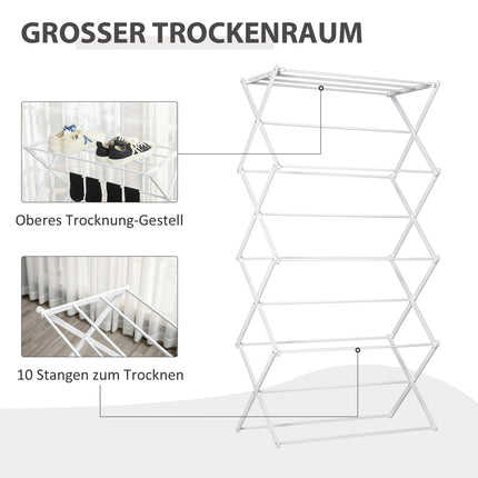 Foldable Tower Clothes Airer, 8 levels, white 74x35x144 cm