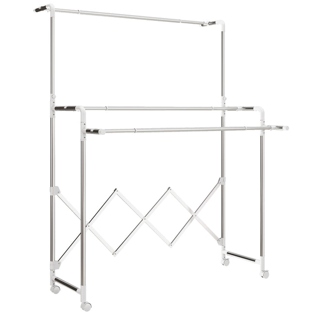 Foldable Clothes Drying Rack, 3 Adjustable Bars, Stainless Steel