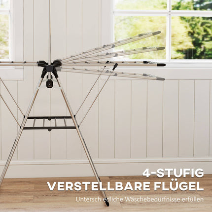 Foldable Clothes Drying Rack, Adjustable Wings, Stainless Steel
