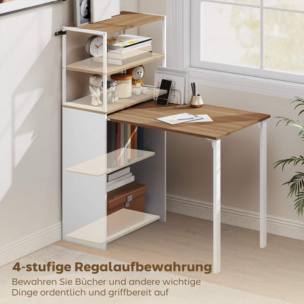 Foldable Desk with Shelves, 105x60x127 cm, Natural Wood