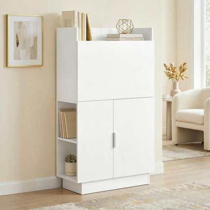 Foldable Desk with Shelves and Cabinet, 128 cm, White