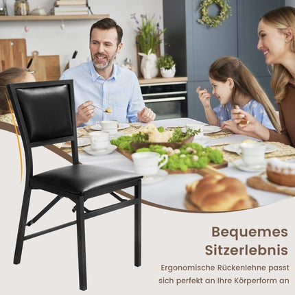 Foldable Dining Chairs Set of 2, Metal Frame, Padded Seats