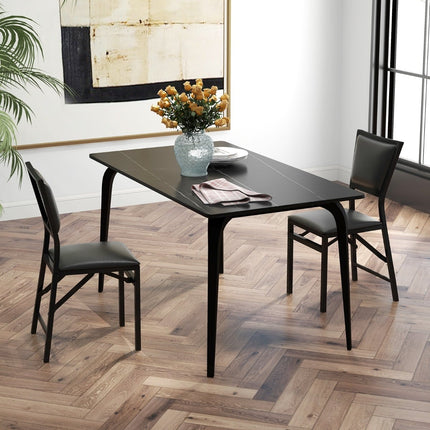 Foldable Dining Chairs Set of 2, Metal Frame, Padded Seats