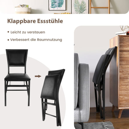 Foldable Dining Chairs Set of 2, Metal Frame, Padded Seats