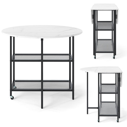 Foldable Dining Table, Marble Look, Seats 2-4, Mobile