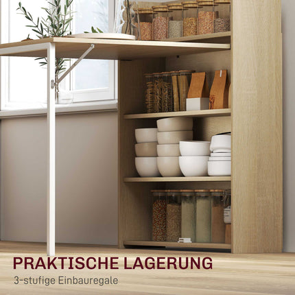 Foldable Dining Table with Shelf, Industrial Design, Oak, Space-Saving