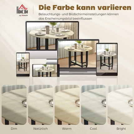 Foldable Dining Table with Wheels, Natural Wood, Space-Saving