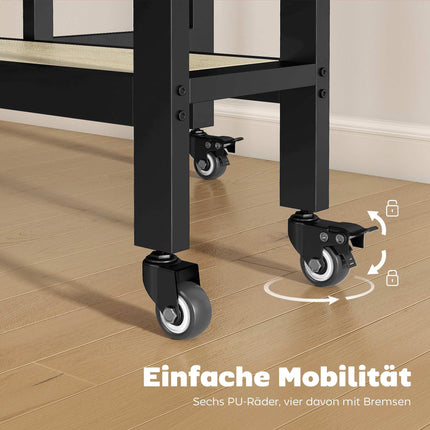 Foldable Dining Table with Wheels, Natural Wood, Space-Saving