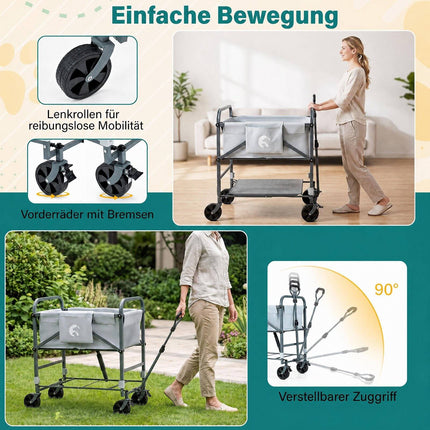Foldable Dog Bath Cart with Adjustable Height & Wheels