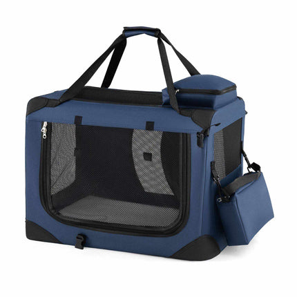 Foldable Dog Crate with 3 Doors and Removable Padding, 61 x 43 x 43 cm, Blue