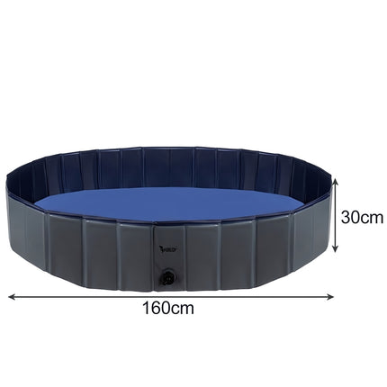 Foldable Dog Pool and Playpen 160 x 30 cm, 600 l, Drain Valve, Non-Slip Bottom
