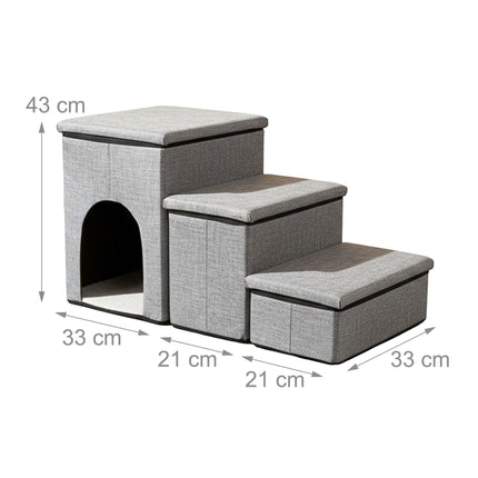 Foldable Dog Stairs, 3 Steps with Storage