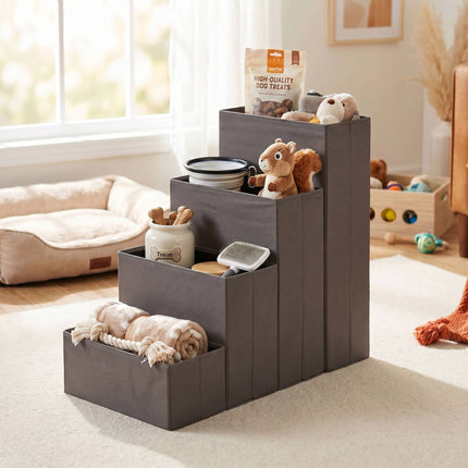 Foldable Dog Steps with Storage, Large, Grey