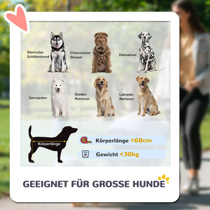 Foldable Dog Stroller for Large Dogs, 4 Wheels, Safety Leash, Brown