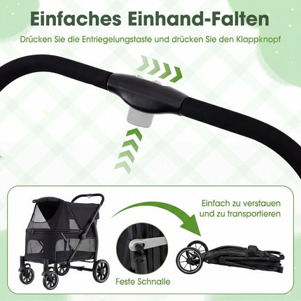 Foldable Dog Stroller with All-Terrain Wheels, Black