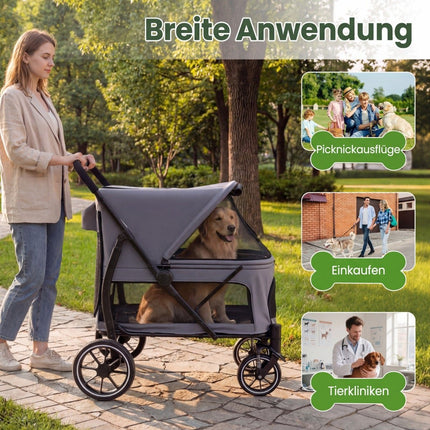 Foldable Dog Stroller with All-Terrain Wheels, Gray