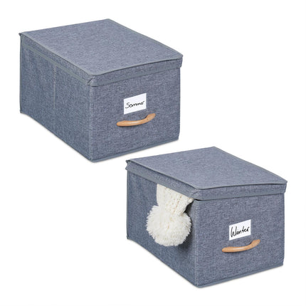 Foldable Fabric Storage Boxes with Lid, Set of 2